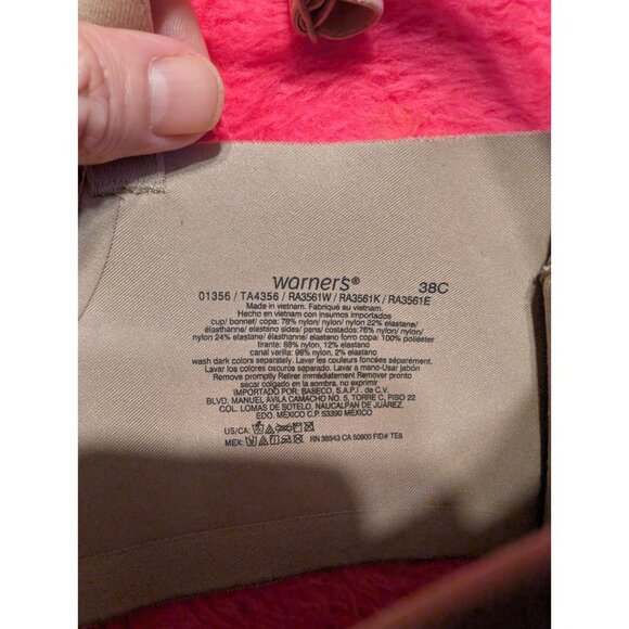 Warner’s No Side Effects 01356 Beige 38C Underwire T-Shirt Bra Smooth Sides - Picture 6 of 9